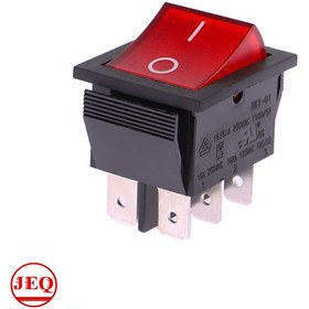 تصویر کلید راکر چراغ دار بزرگ 6 پین اندازه 30*25 سه راهی برق 16A 