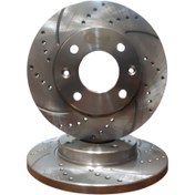 تصویر دیسک ترمز عقب برلیانس H300 سوراخ دار شیاردار روتینگر - مصباح ترمز 