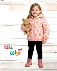 تصویر کاپشن تِدی دخترانه شمعی با آستر خزدار 