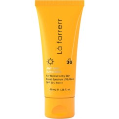 تصویر کرم ضد آفتاب و ضد لک SPF30 لافارر مناسب پوست خشک و معمولی حجم 40 میلی لیتر - بی رنگ SPF30