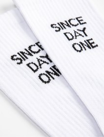 تصویر خرید اینترنتی جوراب رسمی و روزمره مردانه سفید کوتون 4WAM80122AA ا Soket Çorap Slogan İşlemeli Soket Çorap Slogan İşlemeli