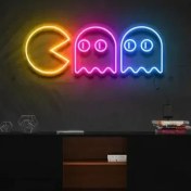 تصویر تابلو نئون بازی پکمن و روح 