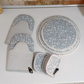 تصویر ست ۱۸تیکه طوسی گل ریز 