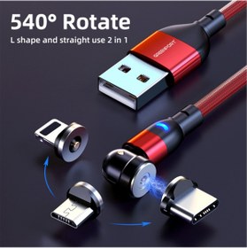 تصویر کابل فست شارژ با 3 کانکتور Lightning - Type-c - Micro-USB - چرخش 540 درجه مغناطیسی - خروجی انتقال داده A02M05 