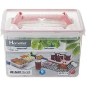 تصویر سبد پیک نیک 15 پارچه هوم کت مدل دلنار کد 02 - صورتی 