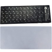 تصویر برچسب حروف فارسی کیبورد طرح چرم مشکی برچسب حروف فارسی کیبورد استاندارد فارسی