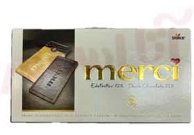 تصویر شکلات تخته ای تلخ مرسی 72% merci merci Dark Chocolate 72% 100g