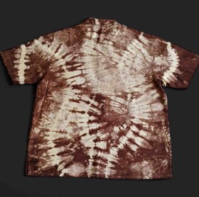 تصویر پیراهن کتان تای دای ( شیبوری ) کرم قهوه‌ای Brown Tie Dye Cotton Shirt