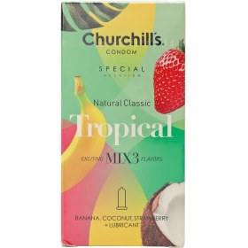 تصویر کاندوم چرچیلز (Churchill's) مدل Natural Classic Tropical بسته 12 عددی بهداشت جنسی