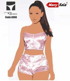 تصویر ست فانتزی تاپ و شورتک مخمل KLEREN (کد:K3008) ا KLEREN velvet fancy top and shorts set (Code: K3008) KLEREN velvet fancy top and shorts set (Code: K3008)