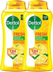 تصویر ژل دوش و بدن شوی تازه Dettol، عطر مرکبات و شکوفه پرتقال برای محافظت موثر از میکروب و بهداشت شخصی، 250 میلی لیتر (بسته 2 عددی) (بسته بندی ممکن است متفاوت باشد) - ارسال 20 روز کاری ا Dettol Fresh Showergel & Bodywash, Citrus & Orange Blossom Fragrance for Effective Germ Protection & Personal Hygiene, 250ml (Pack of 2) (Packaging may vary) Dettol Fresh Showergel & Bodywash, Citrus & Orange Blossom Fragrance for Effective Germ Protection & Personal Hygiene, 250ml (Pack of 2) (Packaging may vary)