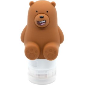 تصویر بطری سفر مینیسو، مدل MINISO We Bare Bears Collection 5.0 Silicone Travel Bottles، طرح ما خرسها گریزی،قهوایی، 1 عددی 