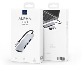 تصویر هاب تایپ سی چهار پورت یو اس بی فلزی ویوو WiWU Alpha A440 Pro Usb C Hub 4-in-1 