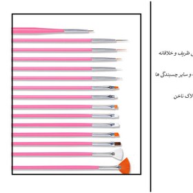 تصویر پک کامل قلم طراحی ناخن 15 عددی 