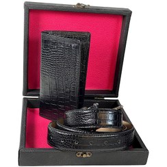 تصویر ست دوتیکه کمربند کیف کتی - مشکی / کرو 