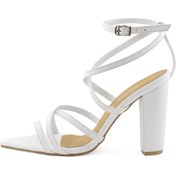 تصویر صندل کارینا چرمی سفید پاشنه پهن 