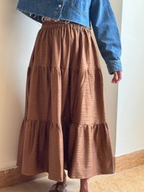 تصویر دامن بلند ژاکارد چی چی مد مدل موکا 