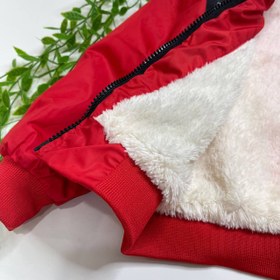 تصویر کاپشن تو خز بچگانه - قرمز / S 