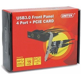 تصویر کارت 4 پورت USB3.0 با رابط PCI-E به همراه Front Panel برند Unitek مدل Y-6119 