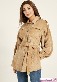 تصویر خرید انلاین ژاکت جدید زنانه شیک برند Sateen رنگ بژ کد ty72423628 