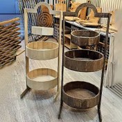 تصویر جای سیب زمینی سه طبقه چوبی 