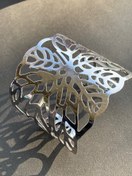 تصویر بنگل زنانه نقره ای پهن 