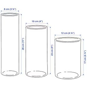 تصویر گلدان ست 3 عددی شیشه ای ایکیا مدل 60175092-CYLINDER 