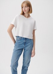 تصویر خرید اینترنتی تی شرت آستین کوتاه زنانه سفید ماوی 1611644 ا Beyaz Crop Basic Tişört Beyaz Crop Basic Tişört