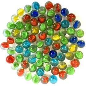 تصویر تیله شیشه ای گلدونه مدل سه پر چند رنگ بسته 100 عددی (قطر 1.5 سانتی متر) 