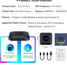 تصویر اندروید باکس خودرو CarlinKit Tbox تبدیل CarPlay به اندروید 