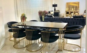 تصویر میز و صندلی نهارخوری مدل جارویی ۴نفره - طلایی فورتیک 