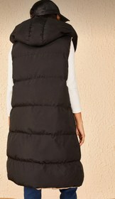 تصویر پافر دو رو بلند وارداتی - مشکی-کرم / فری سایز Puffer