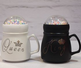 تصویر ماگ سرامیک وارداتی درب دار - مشکی 