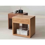 تصویر پاتختی مینیمال و ساده تک کشو از چوب راش 