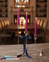 تصویر ست شمعدان ۳ عددی پیرکس مدل قلمی شمعدان شیشه‌ای سه سایز پایه بلند نشکن