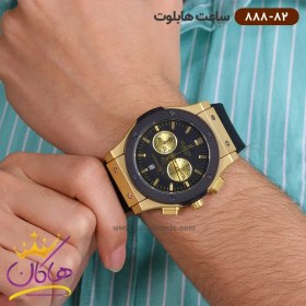 تصویر ساعت هابلوت کرنوگراف مشکی طلایی مردانه | کد 888/82 Hublot 