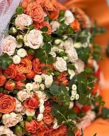 تصویر دسته گل رز نارنجی 