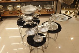 تصویر ست پذیرایی 4 تایی آلومینیومی مدل فیل رنگ سیلور 