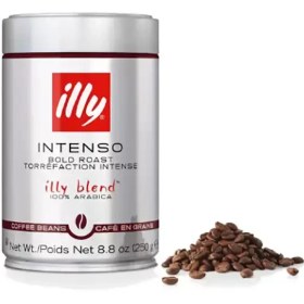 تصویر دون قهوه ایلی مشکی قوطی 250 گرمی illy intenso bean coffee 250 gr