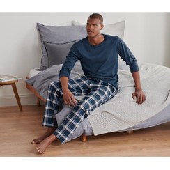 تصویر خرید اینترنتی ست لباس راحتی مردانه سرمه‌ای چیبو 171281 ا Jersey Pijama Takımı, Kareli Jersey Pijama Takımı, Kareli