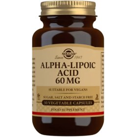 تصویر آلفا لیپوئیک سولگار 60mg کاهش وزن بهبود زخم قند خون 60عدد(کد0568) SOLGAR Alpha Lipoic Acid 