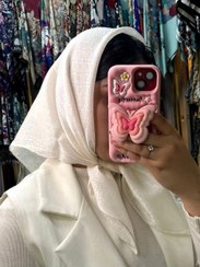 تصویر مینی اسکارف کریستال لمه دار طرح دار 