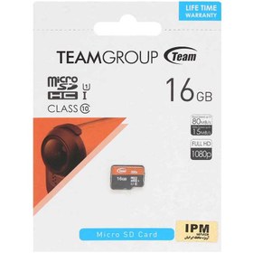 تصویر کارت حافظه microSD تیم گروپ کلاس 10 استاندارد HC-I U1 سرعت 80MBps 500X ظرفیت 16 گیگابایت 