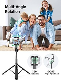 تصویر سه پایه موبایل Selfie Stick UGREEN، پایه دوربین آلیاژی سه پایه تلفن قابل افزایش 60 اینچی/152 سانتی متری با ریموت شاتر بلوتوث، سه پایه حرفه ای All in One برای آیفون، سازگار با همه تلفن های همراه/دوربین - ارسال 20 روز کاری 