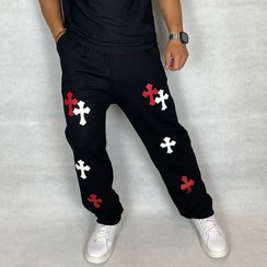 تصویر شلوار بگ‌ مردانه کاستوم مدل چرم دوزی کروم هارتز پشت چاپ - فری سایز L تا 3XL Men’s Baggy Cotton Pants Pistole Jogger