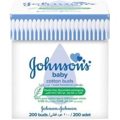 تصویر گوش پاک کن پنبه ای کودک جانسون JOHNSON'S BABY COTTON BUDS بسته 200 عددی 