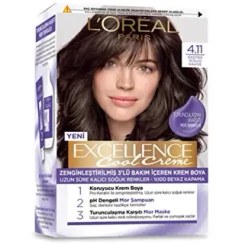 تصویر کیت رنگ مو لورآل سری Excellence Creme شماره ۴.۱۱ رنگ قهوه ای دودی 