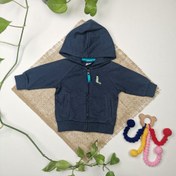 تصویر سویشرت نوزادی پسرانه آستین بلند برند cool club طرح کلاه دار زیپ دار سرمه ای رنگ - 0 تا 3 ماه 