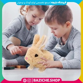 تصویر عروسک خرگوش رباتیک قهوه ای 