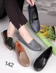 تصویر کفش کالج زنانه طبی چرم کد 142 - طوسی / 41 142Women's leather medical college shoes code 142